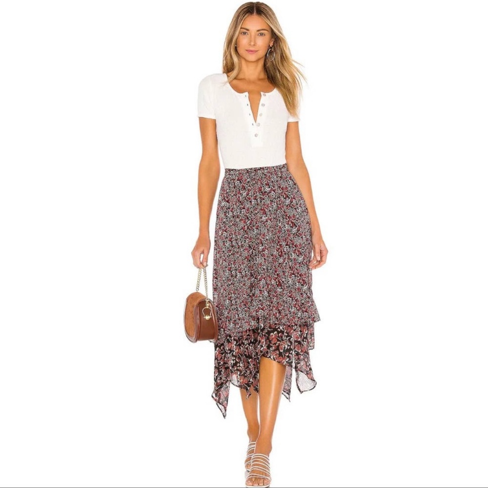 Free People Zuma Drippy Ruffle Skirt in Black